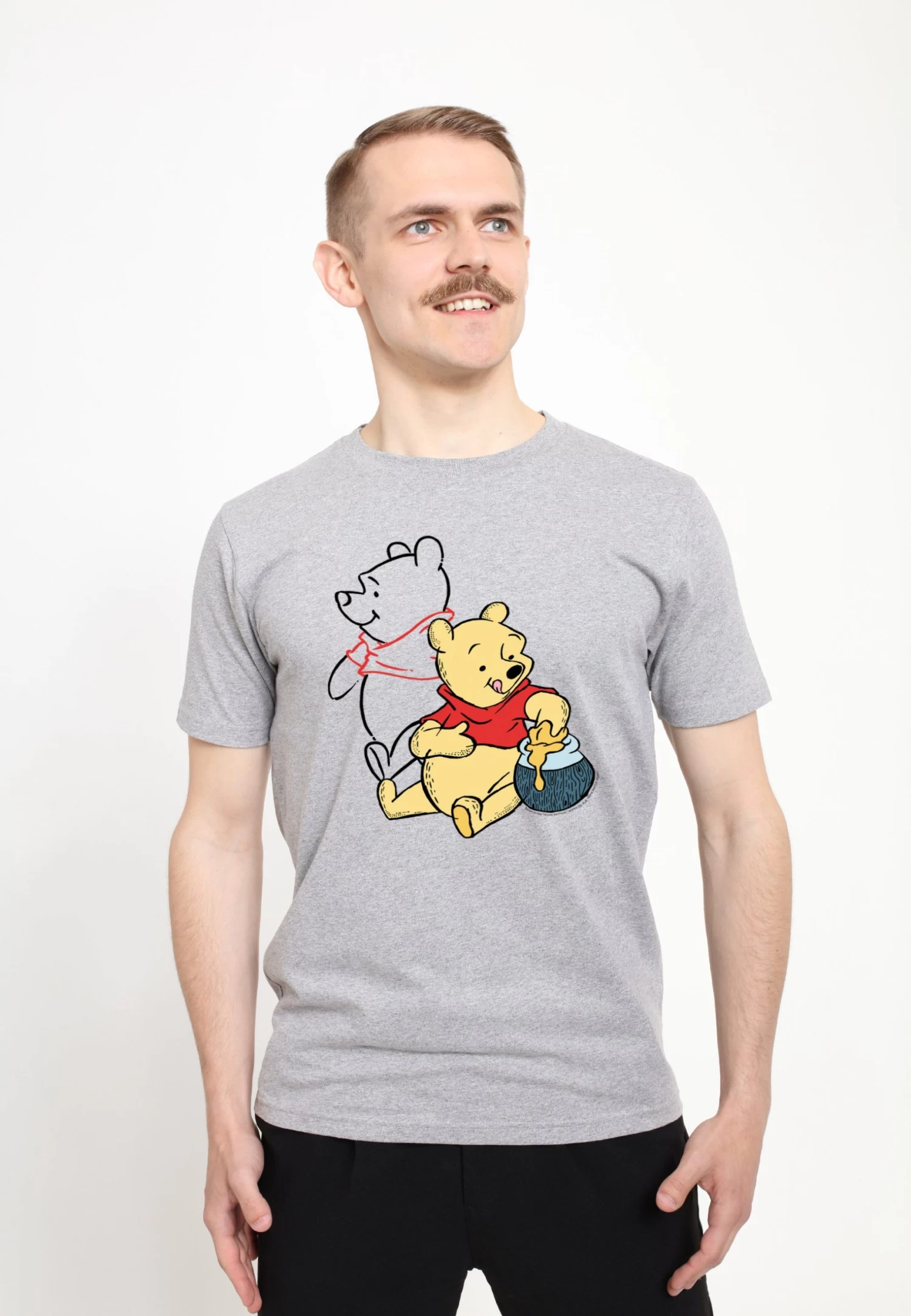 Disney Winnie The Pooh Pooh Line ArtT-Shirt Con StampaMelange Grey Uomo T-shirt E Polo H3A22O4JT-C11 1 Disney Winnie The Pooh Pooh Line ArtT-Shirt Con StampaMelange Grey Uomo T-shirt E Polo H3A22O4JT-C11