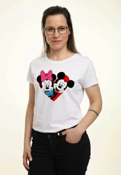 Disney Mickey Mouse Mickey Minnie Heart - T-Shirt Con Stampa - White -Disney 091745edcd224e5687ff185d4b6ab28a