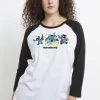 Disney Lilo & Stitch Stitch WeekendMaglietta A Manica LungaWhite Black Donna T-shirt E Top H3A21DBDI-A11