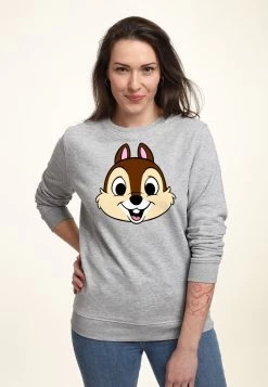 Disney Mickey & Friends Chip Big FaceFelpaHeather Grey Donna Felpe H3A21J9P8-C11