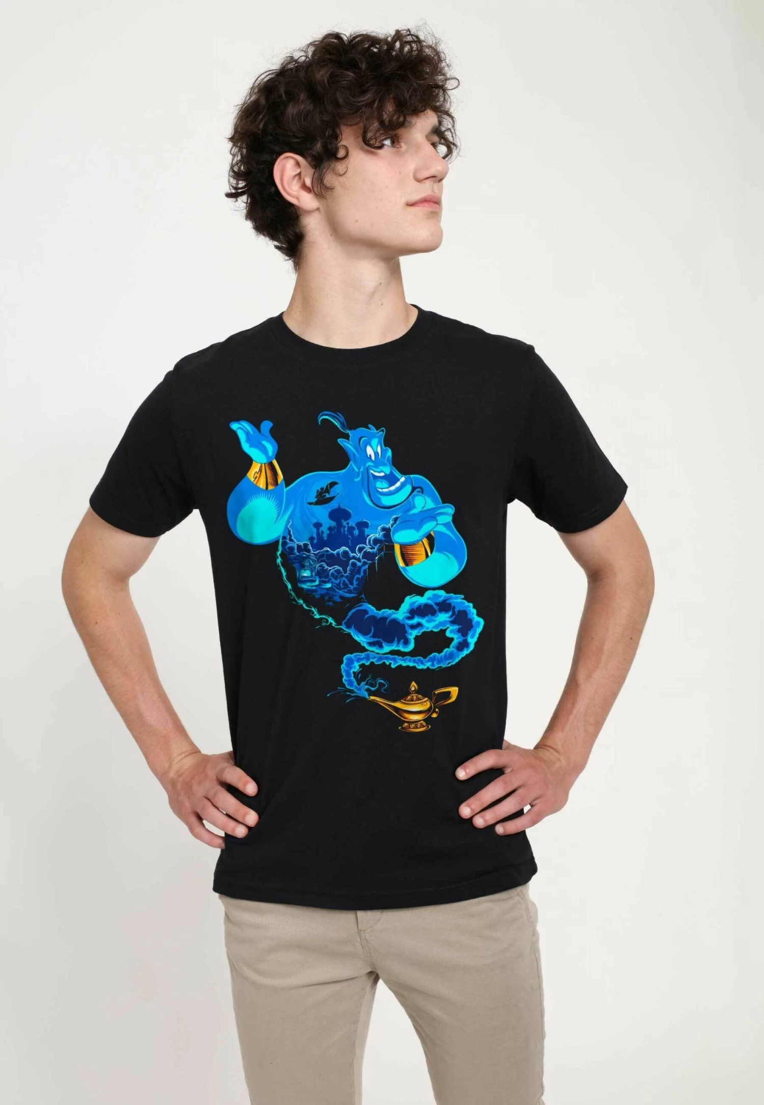Disney Aladdin Genie Of The Lamp Unisex - T-Shirt Con Stampa - Black 3 Disney Aladdin Genie Of The Lamp Unisex - T-Shirt Con Stampa - Black - immagine 3