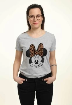 Disney Mickey Classic Modern Minnie Face LeopardT-Shirt Con StampaHeather Grey Donna T-shirt E Top H3A21D3JJ-C11
