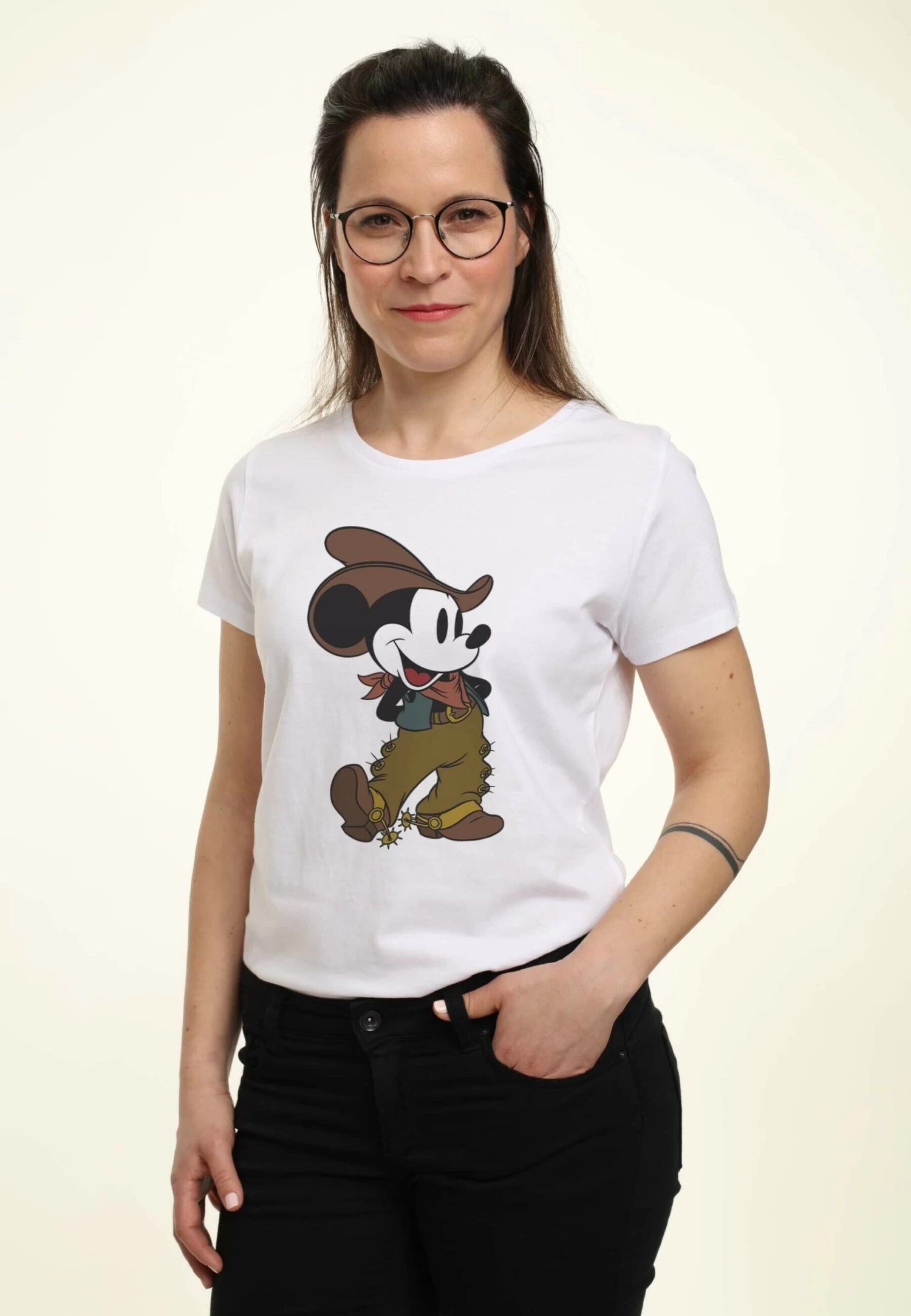 Disney Classic Mickey Mouse Cowboy - T-Shirt Con Stampa - White 4 Disney Classic Mickey Mouse Cowboy - T-Shirt Con Stampa - White - immagine 4