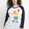 Disney Mickey Classic Love Is Love Pride MickeyMaglietta A Manica LungaWhite Black Donna T-shirt E Top H3A21DBDV-A11