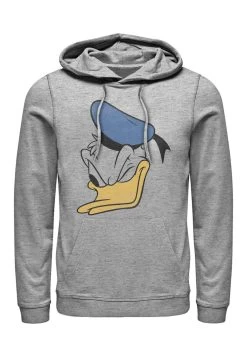 Disney Classics Unisex Donald Face Hoodie - Felpa Con Cappuccio - Melange Grey