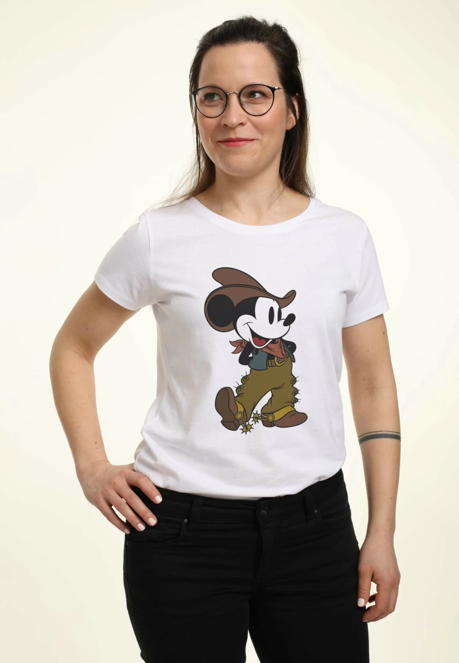 Disney Classic Mickey Mouse Cowboy - T-Shirt Con Stampa - White 3 Disney Classic Mickey Mouse Cowboy - T-Shirt Con Stampa - White - immagine 3
