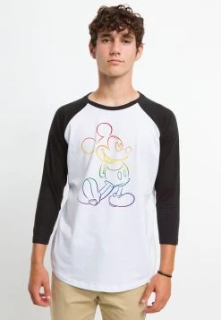 Disney Mickey Mouse Big PrideMaglietta A Manica LungaWhite Black Uomo T-shirt E Polo H3A22O5SD-A11