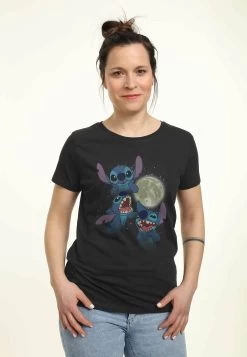 Disney Classic StitchMoonT-Shirt Con StampaBlack Donna T-shirt E Top H3A21D3NO-Q11