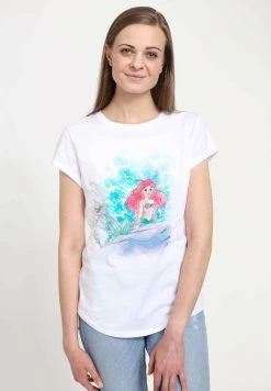 Disney The Little Mermaid Watercolor SplashT-Shirt Con StampaWhite Donna T-shirt E Top H3A21D0B7-A11