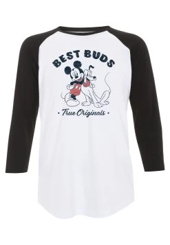 Disney Mickey Mouse Vintage BudsMaglietta A Manica LungaWhite Black Donna T-shirt E Top H3A21DBCY-T11 -Disney 7d8ae4cfc25748ce95ad4e32633864fe