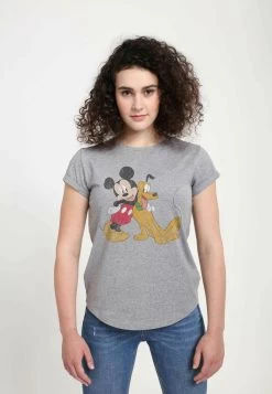 Disney Classic Mickey Mickey And PlutoT-Shirt Con StampaMelange Grey Donna T-shirt E Top H3A21D04A-C11