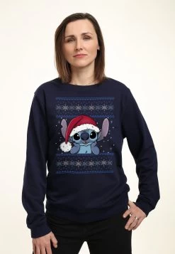 Disney LiloStitch Holiday Stitch Wearing Santa Hat - Felpa - Navy Blue
