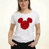 Disney Mickey Classic Mickey Mouse RosesT-Shirt Con StampaWhite Donna T-shirt E Top H3A21D25X-A11