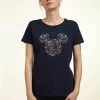 Disney Classic Mickey Floral EarsT-Shirt Con StampaNavy Blue Donna T-shirt E Top H3A21D1VN-K11