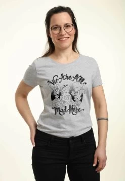 Disney Alice In Wonderland All Mad HereT-Shirt Con StampaHeather Grey Donna T-shirt E Top H3A21D1G2-C11
