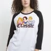 Disney Classic PrincessesMaglietta A Manica LungaWhite Black Donna T-shirt E Top H3A21DBE3-A11