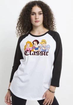 Disney Classic PrincessesMaglietta A Manica LungaWhite Black Donna T-shirt E Top H3A21DBE3-A11