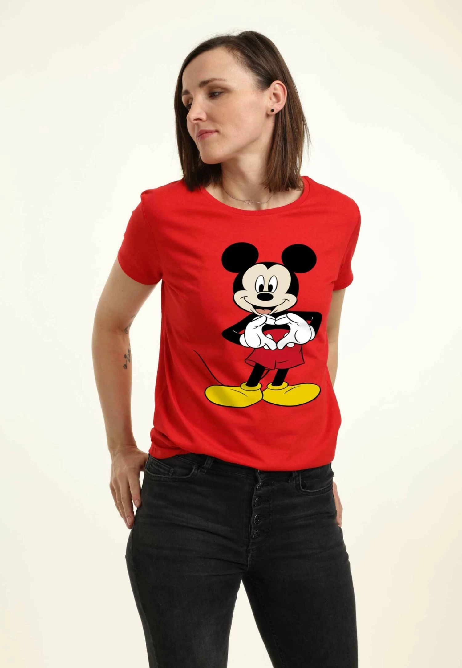 Disney Classic Mickey Mickey LoveT-Shirt Con StampaRed Donna T-shirt E Top H3A21D3I3-G11 4 Disney Classic Mickey Mickey LoveT-Shirt Con StampaRed Donna T-shirt E Top H3A21D3I3-G11 - immagine 4