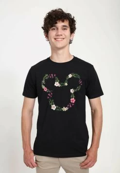 Disney Mickey Classic Floral Mickey Unisex - T-Shirt Con Stampa - Black