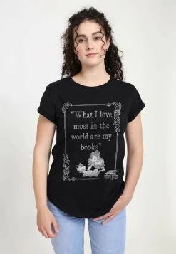 Disney Beauty & The Beast Book LoverT-Shirt Con StampaBlack Donna T-shirt E Top H3A21D06A-Q11
