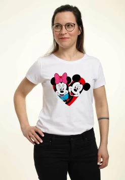 Disney Mickey Mouse Mickey Minnie Heart - T-Shirt Con Stampa - White -Disney e98dccd16faa4138ba5759867e3a8a87