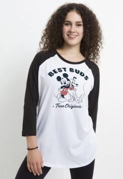 Disney Mickey Mouse Vintage BudsMaglietta A Manica LungaWhite Black Donna T-shirt E Top H3A21DBCY-T11 -Disney ebb93bc9c7244b81922776c6235297fa