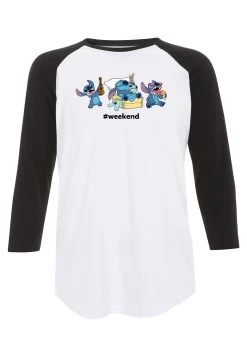 Disney Lilo & Stitch Stitch WeekendMaglietta A Manica LungaWhite Black Donna T-shirt E Top H3A21DBDI-A11 -Disney ee0a89c7bc384ca289a42239173a4bee
