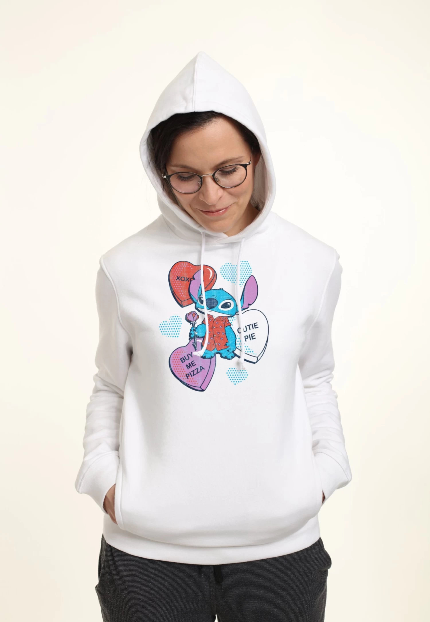 Disney Classics Lilo & Stitch Heart PizzaFelpa Con CappuccioWhite Donna Felpe H3A21J3Z9-A11 3 Disney Classics Lilo & Stitch Heart PizzaFelpa Con CappuccioWhite Donna Felpe H3A21J3Z9-A11 - immagine 3